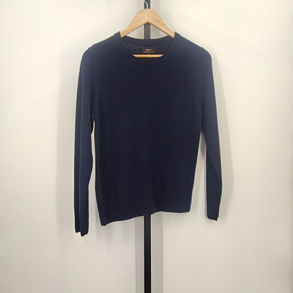 Quince Men Mongolian Cashmere Crewneck Sweater Blue Sleeved Top S